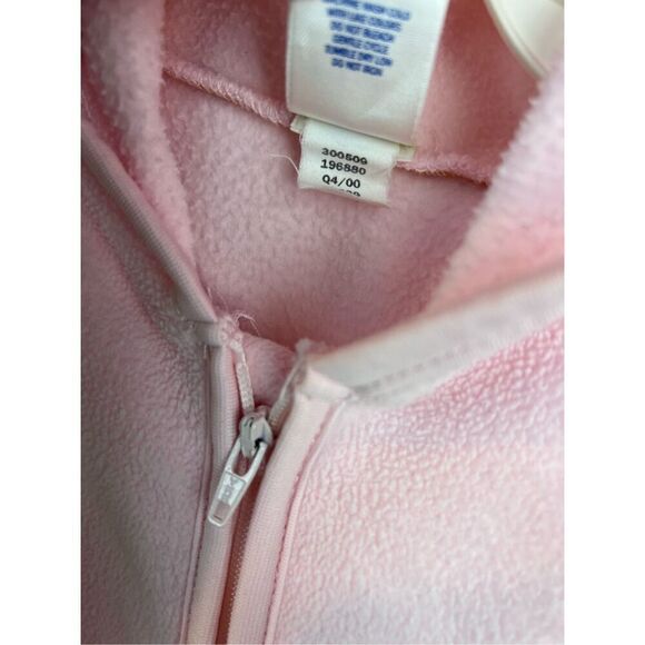 Vintage Y2K Girls Fleece One Piece Pajama 0-3M Pink Old Navy - Picture 4 of 5